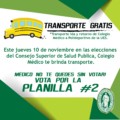 TRANSPORTE GRATIS PARA LAS ELECCIONES DEL CSSP